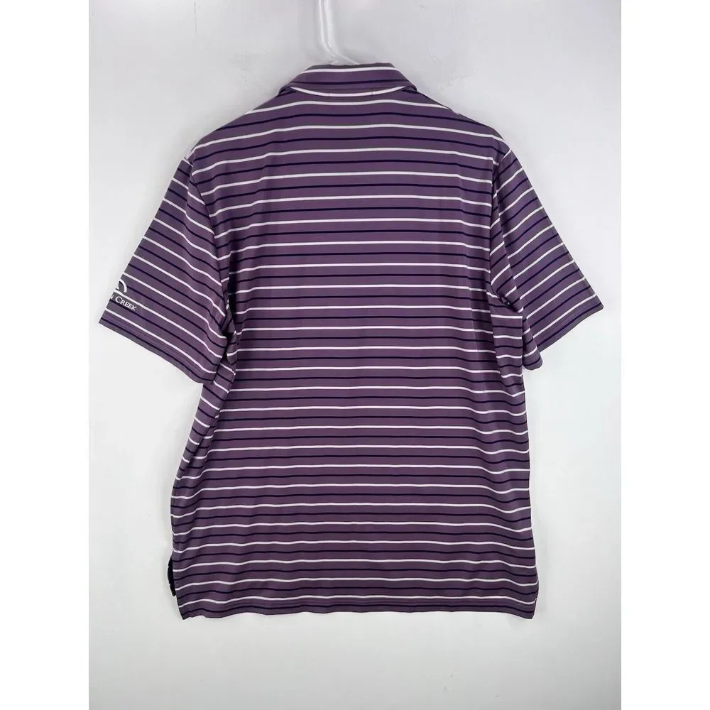 RLX Ralph Lauren Polo‎ Shirt L Purple Striped Performance Barton Creek Golf Mens